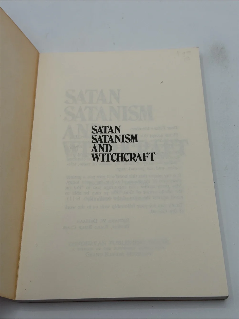 Satan Satanism and Witchcraft by Richard W. DeHaan (1972, Paperback Book)